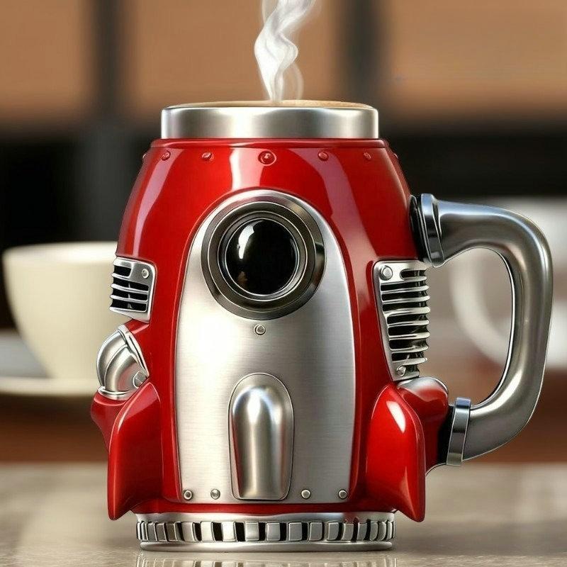 1Pcs Rocket Coffee Cup, Creative Resin Stainless Steel Water Cup, Spacecraft Mug, Milk Cup