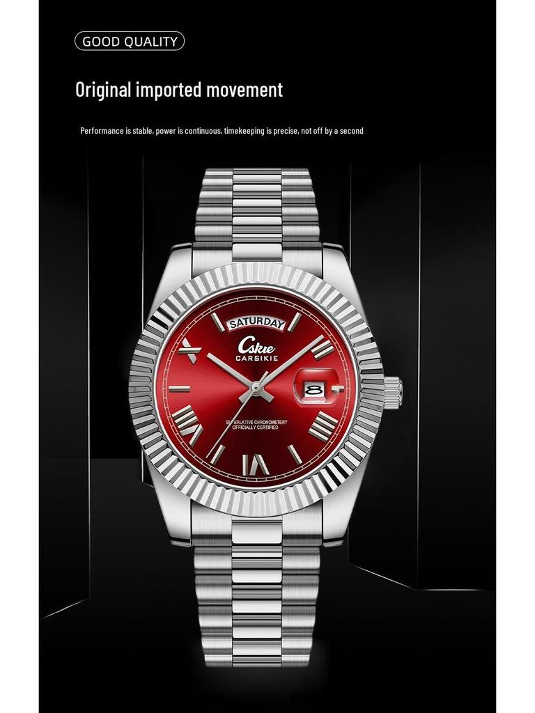 Swiss Brand Ultra-Thin Men's Steel Band Business Watch - High-End Waterproof Design