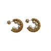 Classic Pearl Full Diamond C-Shaped Stud Earrings, Elegant Diamond-Set Temperament, Advanced Light Luxury, Niche Retro Versatile C Earrings