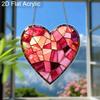 Acrylic Stained Glass Style Heart Suncatcher, 2D Flat Acrylic Window Hanging Ornament for Valentine's Day & Love Themed Gifts