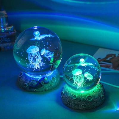 3D Laser Engraved Crystal Ball Night Light - Perfect for Desktops and Student Gifts