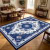 Retro Blue White Persian Living Room Carpet Antiskid Washable Decoration Home Decoration Home Rug Soft Plush Entrance Door Mat