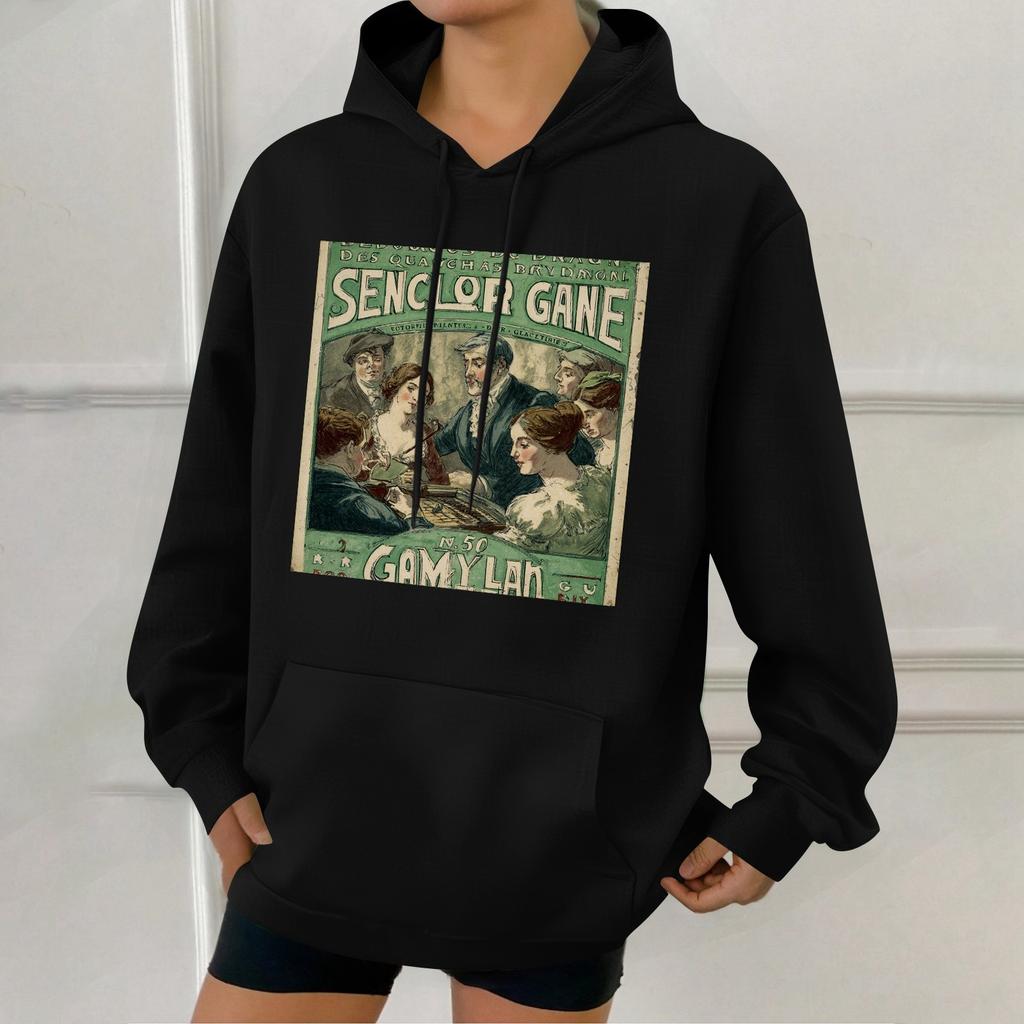 Women's Fashion Retro Printed Casual Hooded Sweatshirt With Pockets