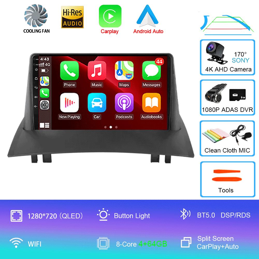 Android 14 2 Din Car Radio For Renault Megane 2 2002-2009 Multimedia Video Player Navigation GPS Stereo Head Unit