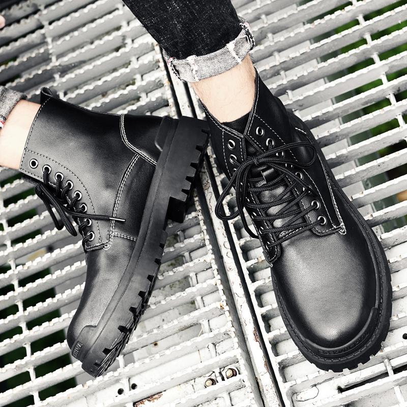 Men'S Winter Boots Retro Leather Casual Shoes Brand Motocross Motorcycle Boots Men Handmade Military Tactical Shoes Big Size 47