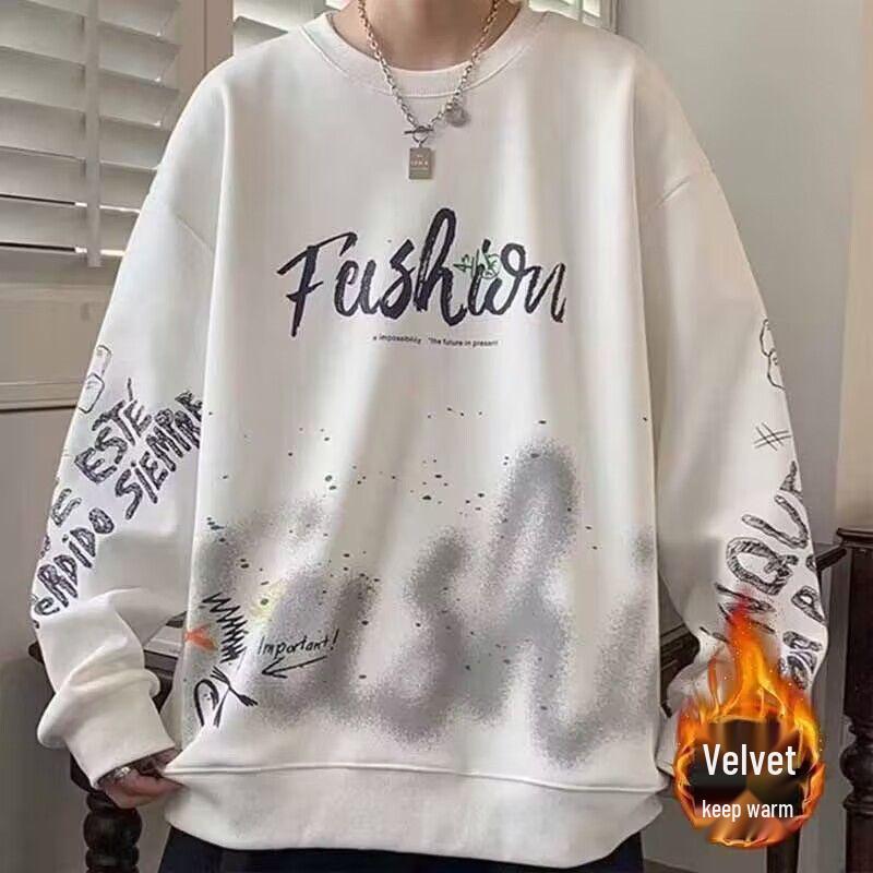 Trendy Men's Letter Print Sweatshirt: Autumn/Spring Round Neck, Long Sleeve, Casual Loose Fit.