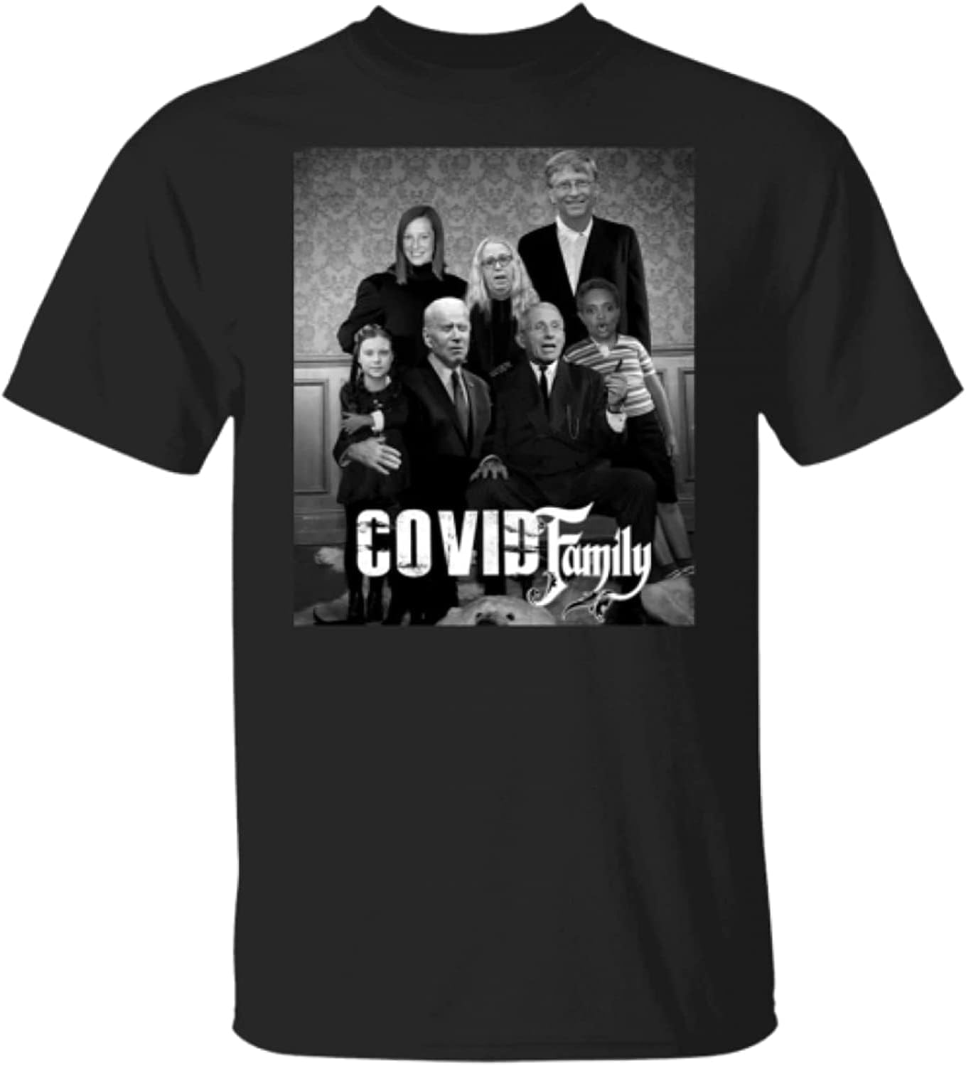 Gown T-Shirt The med Tyrant Family Addams fauci Bill Gates jen psaki Gretta thunbe Black 3XL чёрный