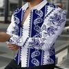 Men's Fashion Flame 3D Print Long Sleeve Shirts Turn Down Collar Button Up Party Streetwear Camisa Masculina Casual Blouse