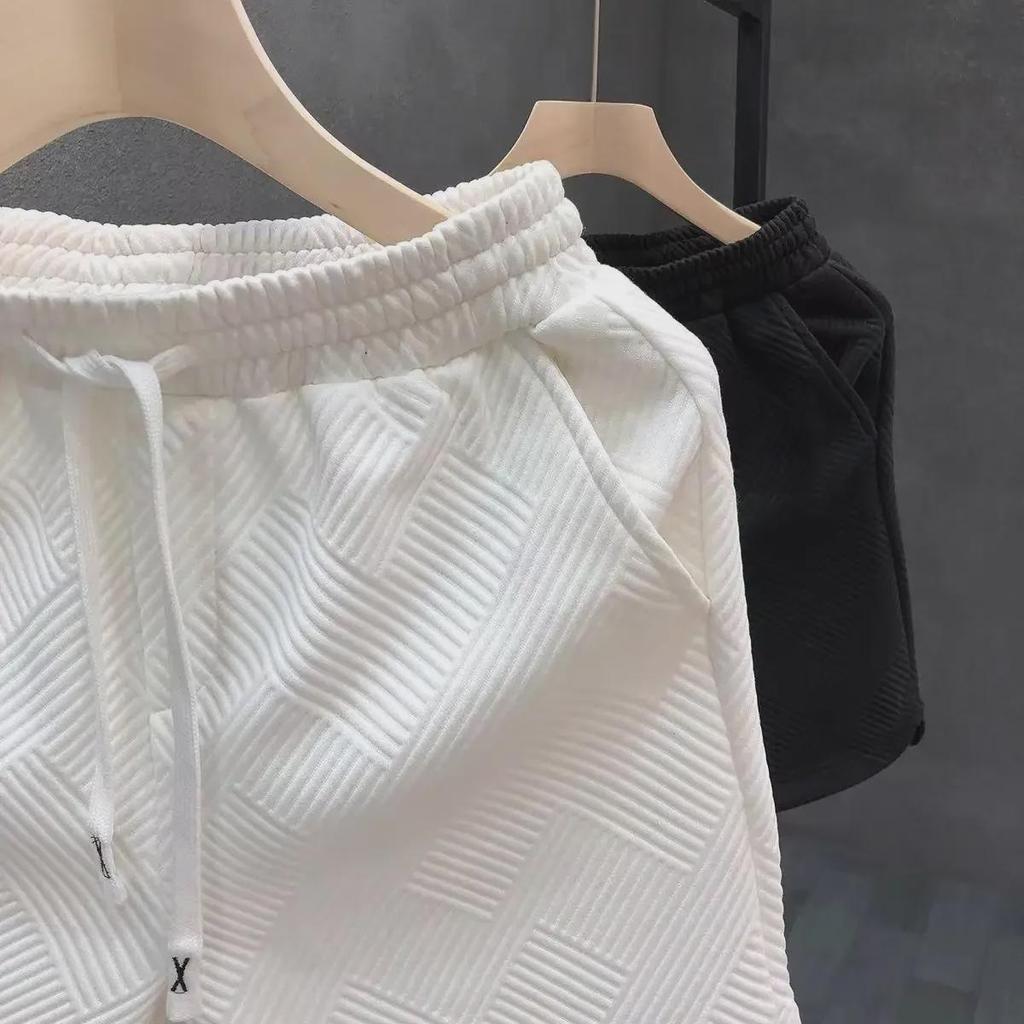 Trendy Diamond Pattern White Shorts for Men & Women – Stylish Summer Wear