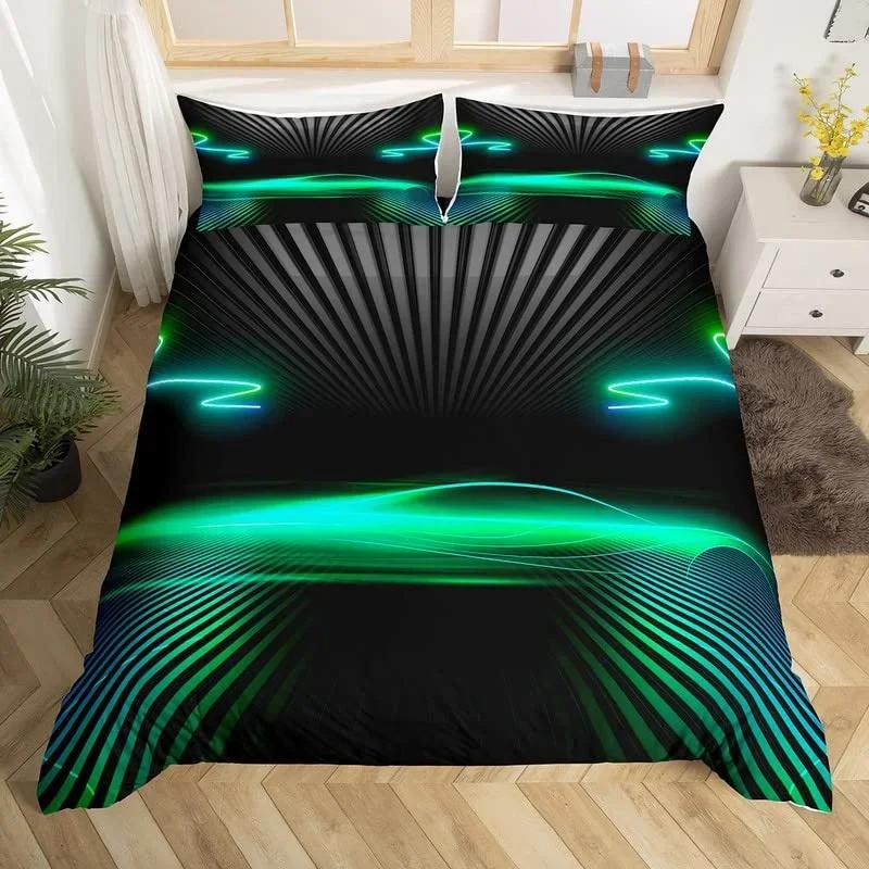 Racing Car Duvet Cover Kids Extreme Sports Game Quilt Cover Twin For Boys Microfiber Cool Speed Automobile Honeycomb Bedding Set