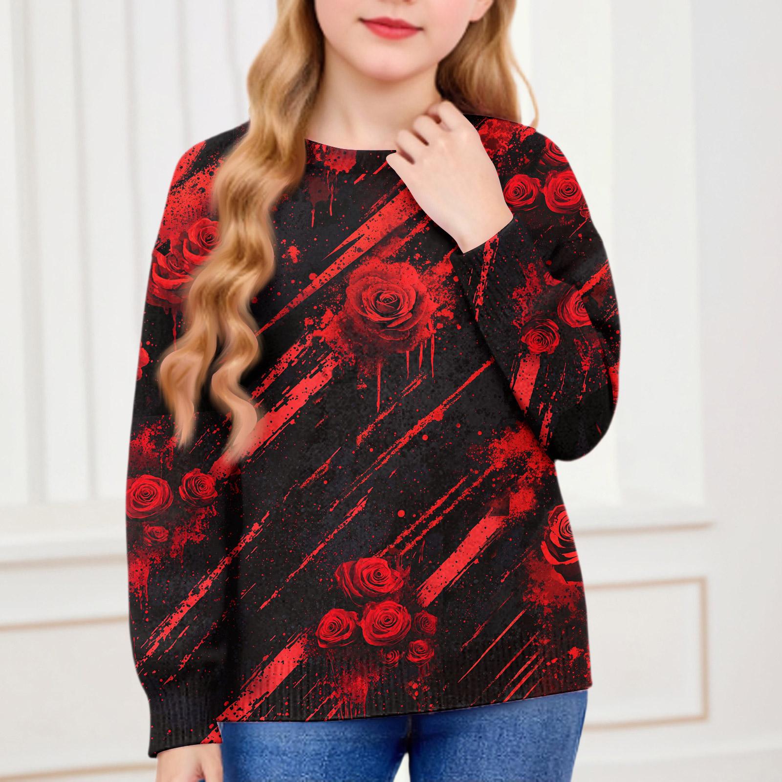 

Толстовки на Хэллоуин для детей, мальчиков и девочек, вязаный свитер, милая рубашка, осенние пуловеры с круглым вырезом 150 красный