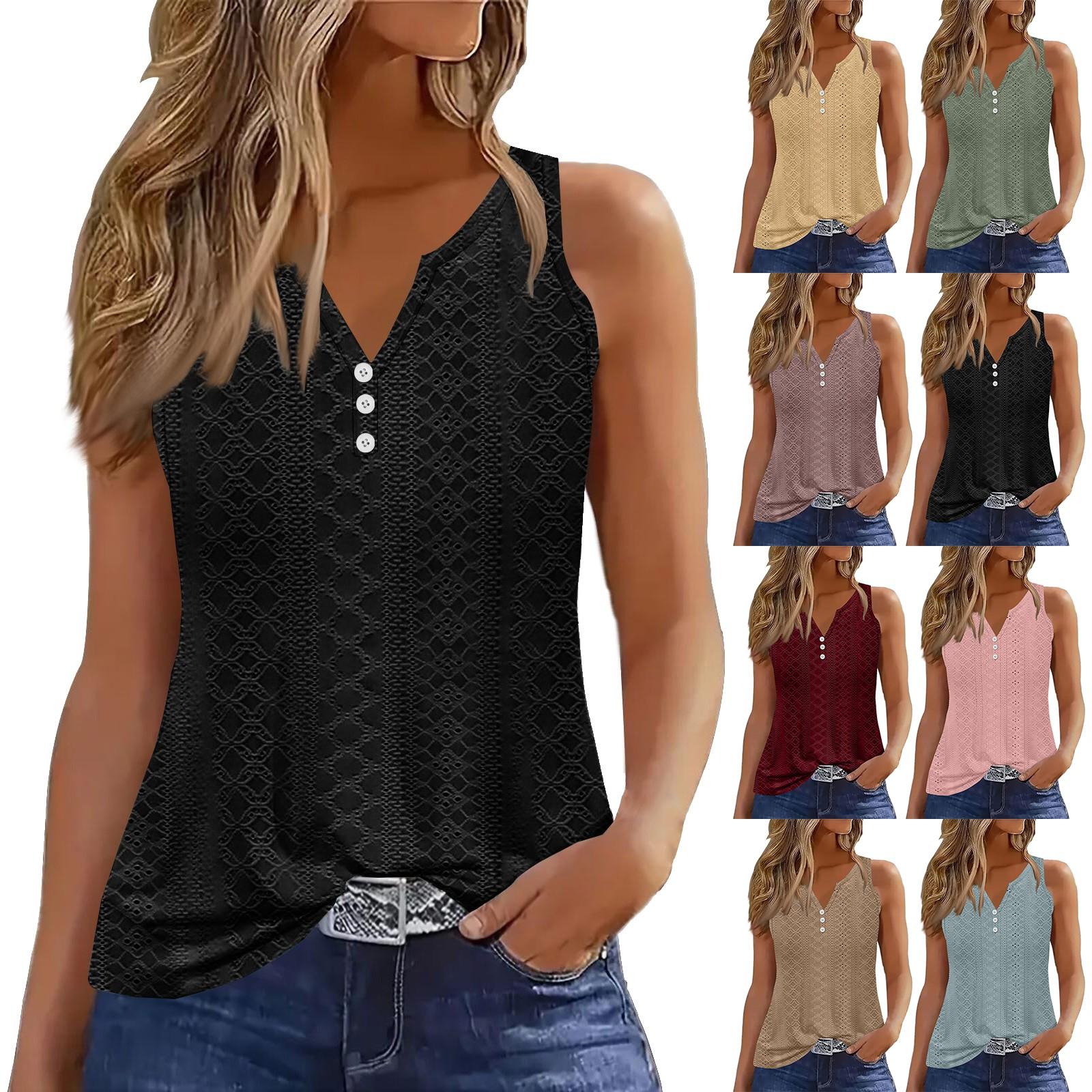 

Женская мода, летний жилет, повседневная рубашка на пуговицах, свободный топ без рукавов с v-образным вырезом