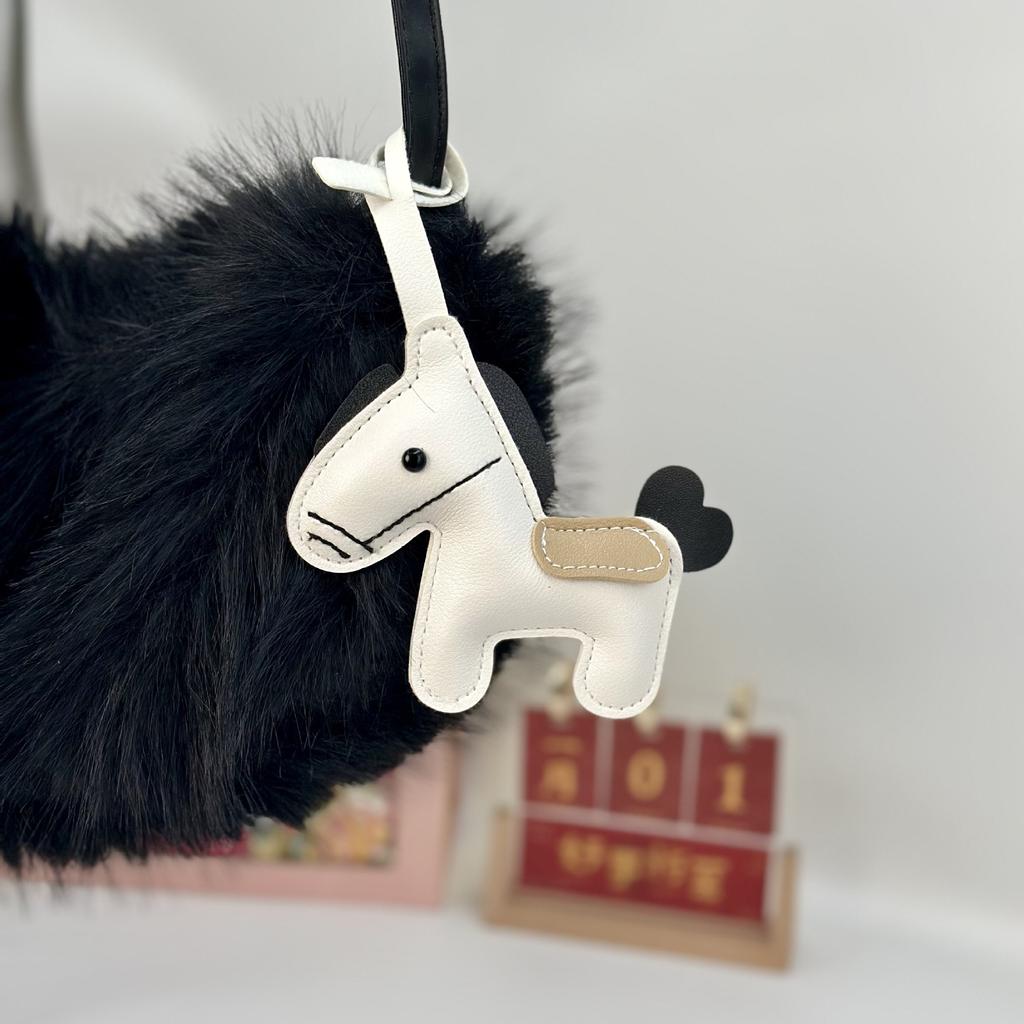 Cross-border popular PU leather pony bag clothing pendant car keychain cartoon accessories pony pendant
