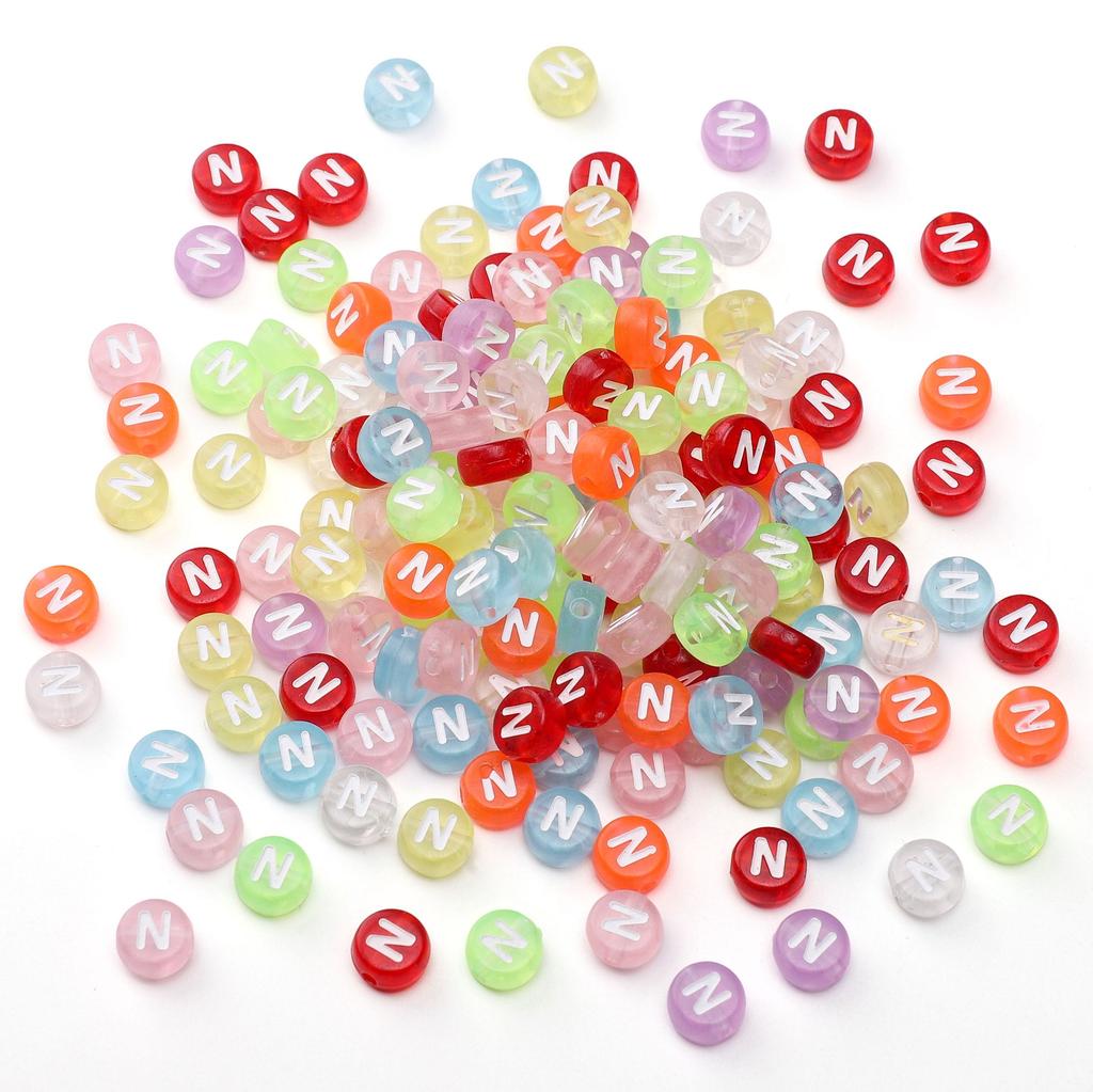 100Pcs Acrylic Letter Beads Round Loose Beads for DIY Bracelet Fashion Jewelry Making