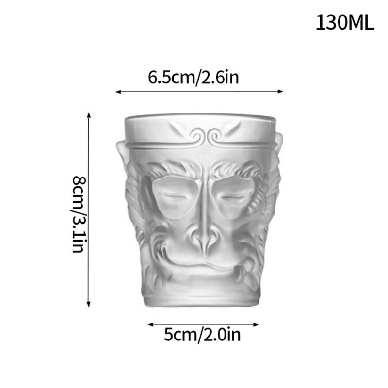 130ml Wukong Glass Cup Transparent Tea Cup Creative Monkey Face Drinking Glasses Coffee Mug Milk Juice Cold Drink Cups Drinkware