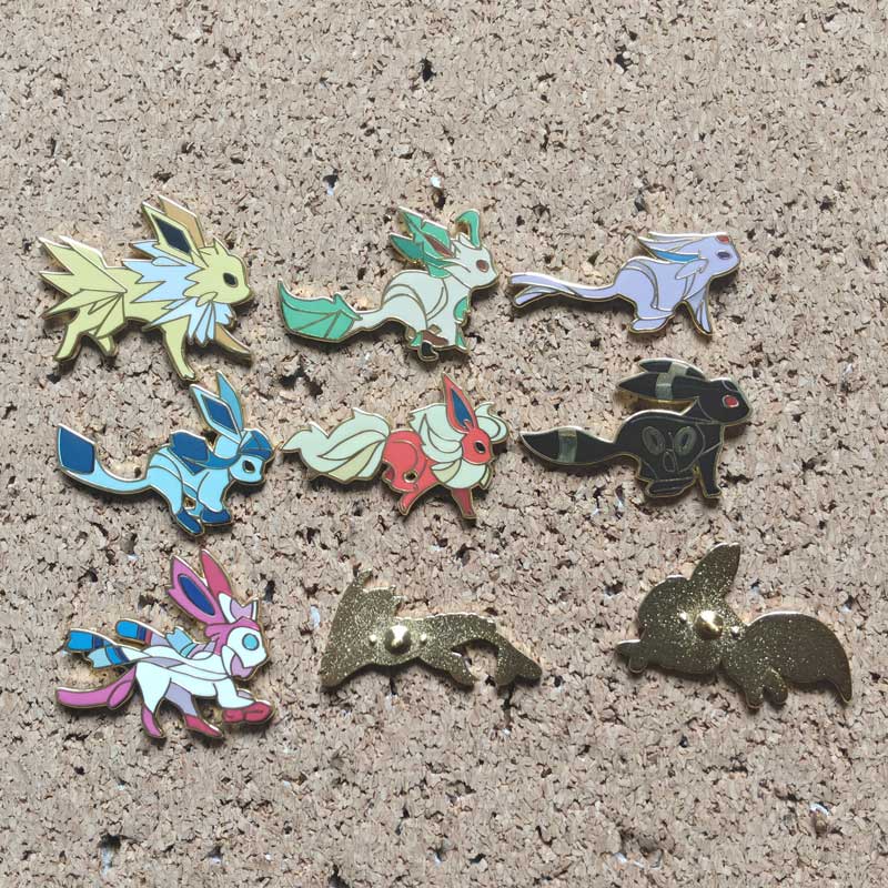 Pikachu Enamel Pins Eeveelution Eevee Lapel Badges Cute Anime Backpack Decoration Metal Brooches Gifts