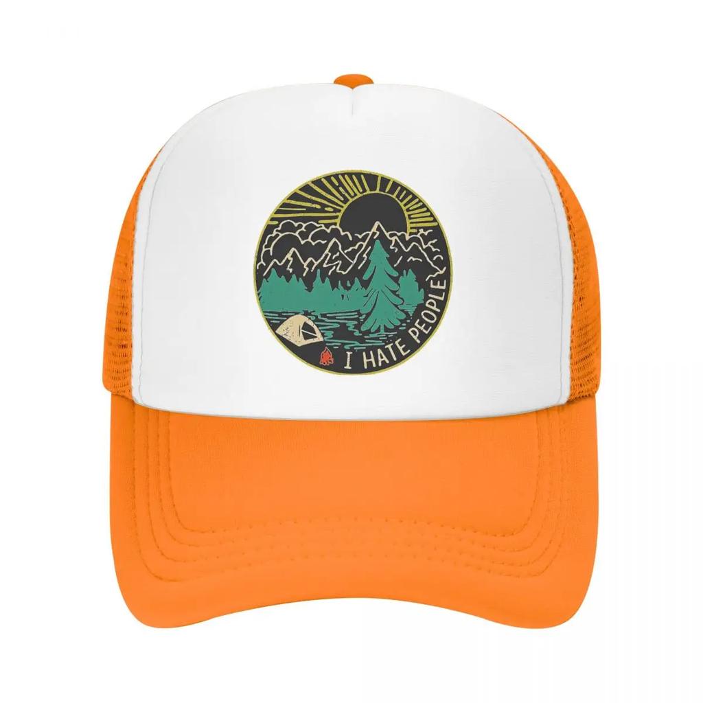 Custom Punk I Hate People Baseball Cap for Unisex Women Adjustable Adventure Camping Mountain Camper Trucker Hat Snapback Caps