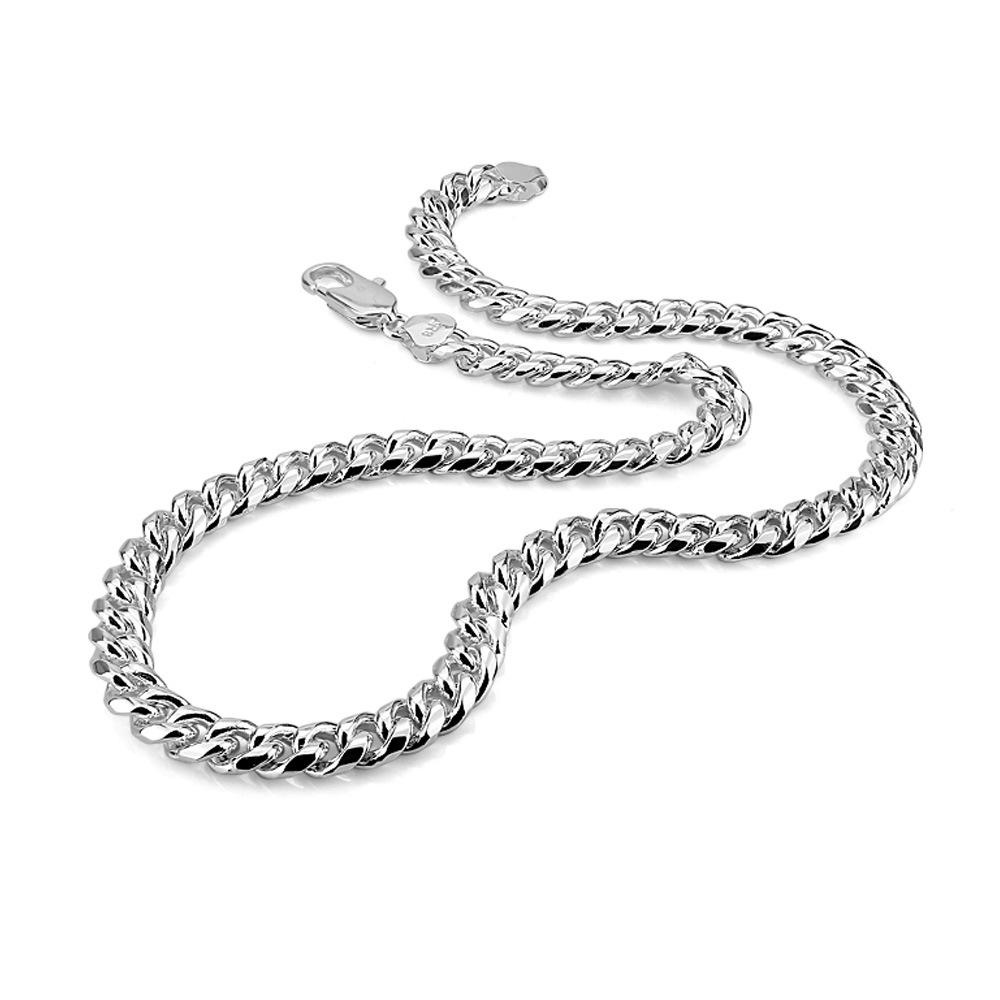 Men's Hip Hop Horsewhip Chain Necklace Thick Platinum Plated European and American Geometric Jewelry