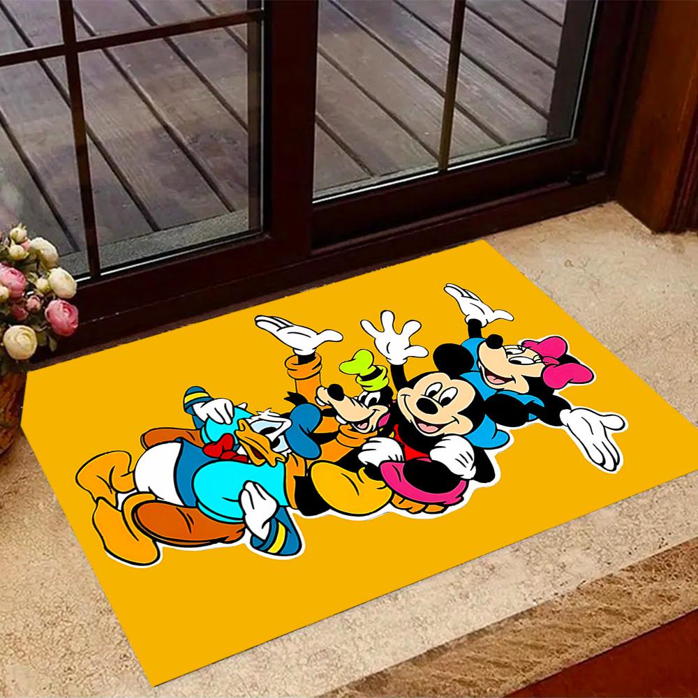 Classic Disney Characters Disney Cartoon Theme Anti-Slip Rug - Polyester, Home Decor, Suitable for Bedrooms, Living Rooms, Doorways, and Studios