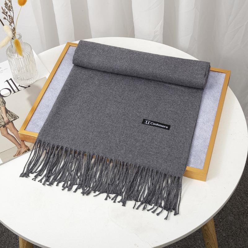 Scarf women's winter monochrome imitation cashmere thermal shawl thickened long thermal solid color simple versatile scarf