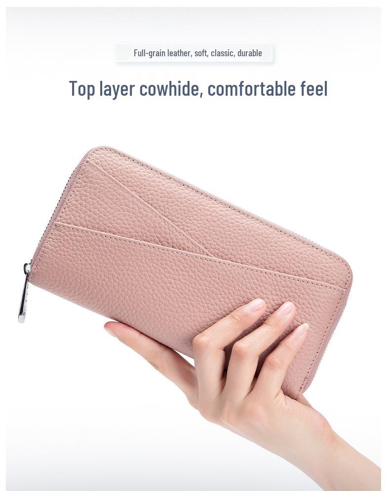 Damski portfel długi akordeonowy z prawdziwej skóry z ochroną RFID