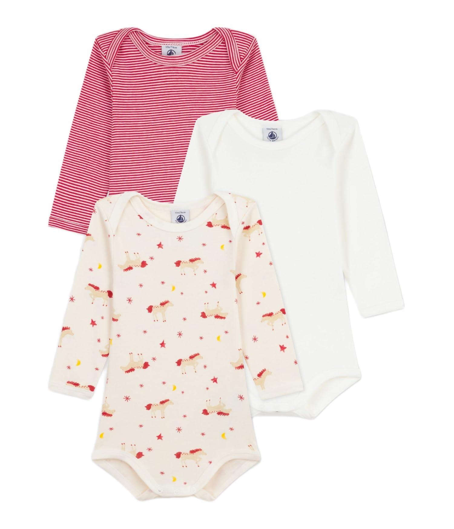 

Petit Bateau Long Sleeve Bodysuit Set A0EB3 Multicolor Size 24 86cm (3-Piece Set) 1, Months,