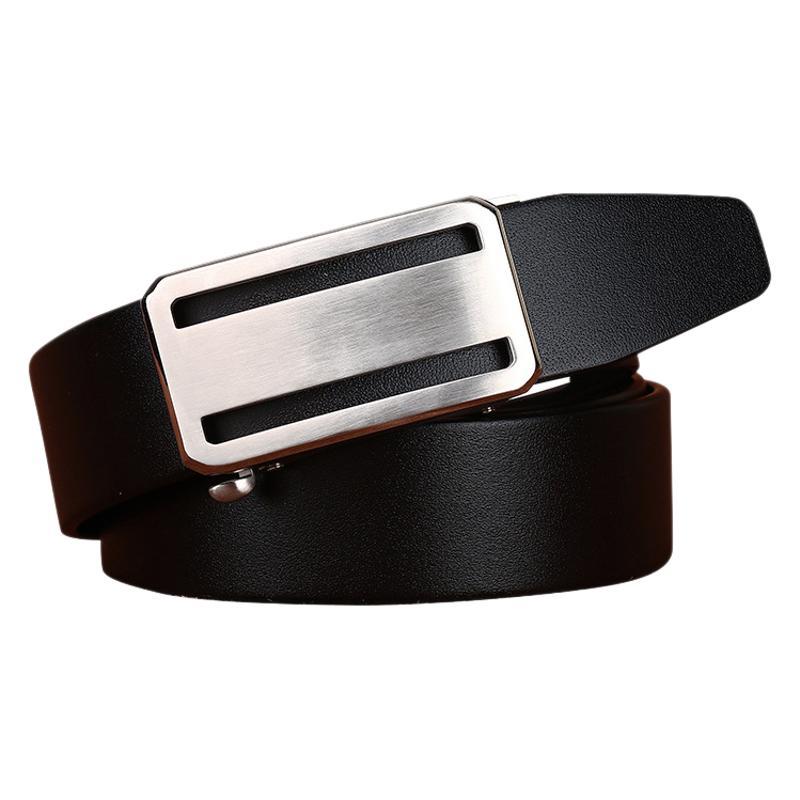 High-End Stainless Steel Automatic Buckle Belt Men'S Genuine Leather First Layer Cowhide Simple Business Dress Pants Belt Men'S