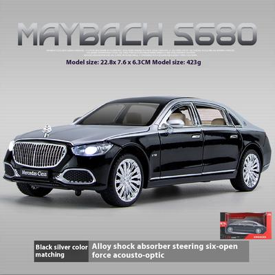 1/24 Benz Maybach S680 Legeringsbil Gjuten Metallmodell Ljud & Ljus Leksaksbil Mittkonsol Prydnader Samla Barnleksaker