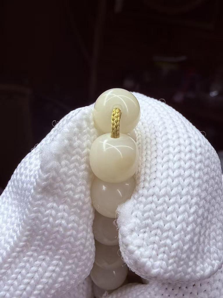 Natural High-Density Jade Bodhi Bead Bracelet - Unbleached, Heavy Handcrafted Cultural Plaything