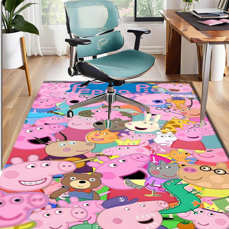 Peppa Pig Pattern Rug, Indoor/Outdoor Mat, for Picnic, Gameroom, Bedroom, Office, Living Room, Home Decor Carpet, Birthday Gift