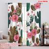2D Flat Printing 2pcs Curtain Curtain Cactus and Pink Flowers Digital Printed Polyester Drapes All Season Party & Holiday Decor