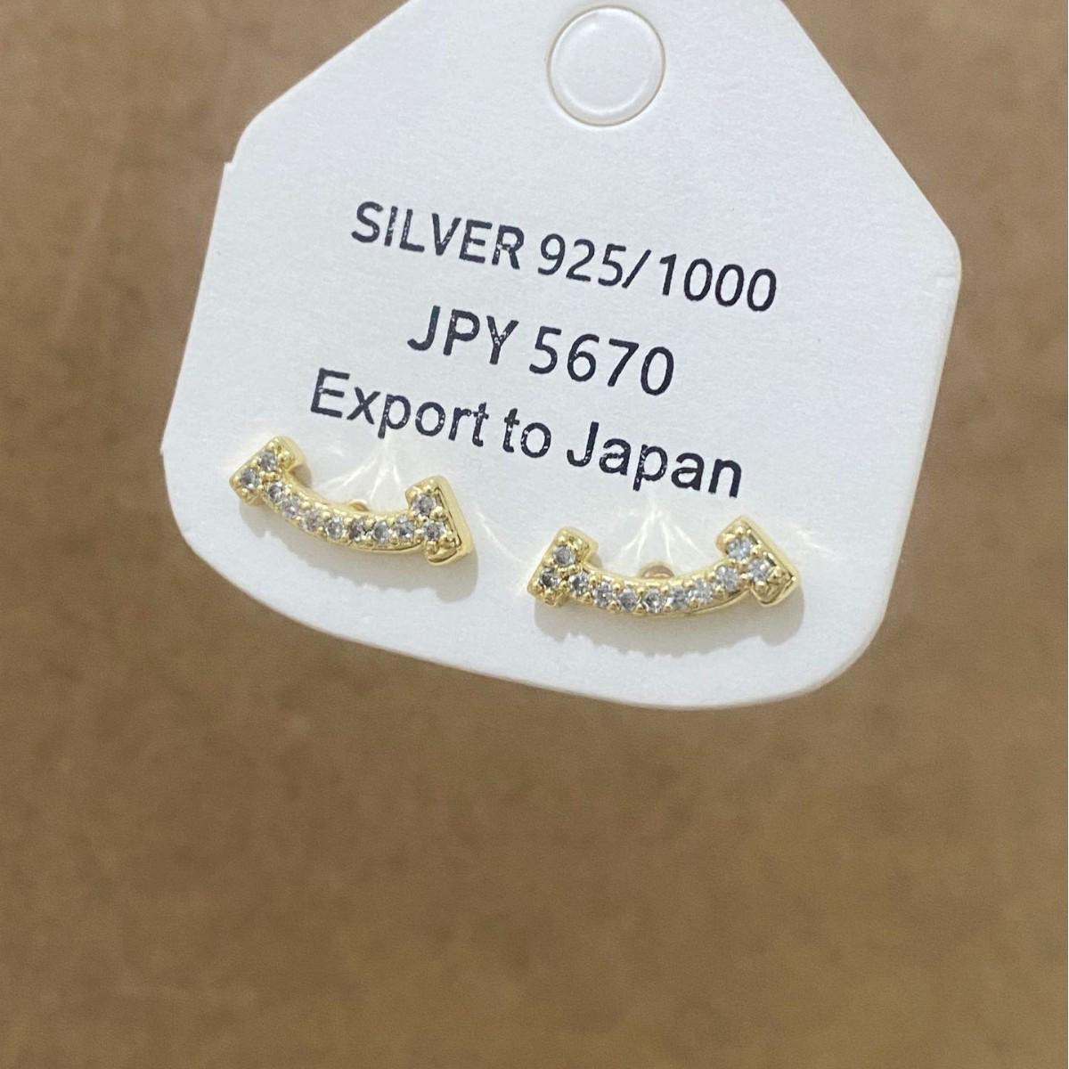 French Zirconia Smile Arc Gold Stud Earrings - Elegant and Exquisite Niche Design
