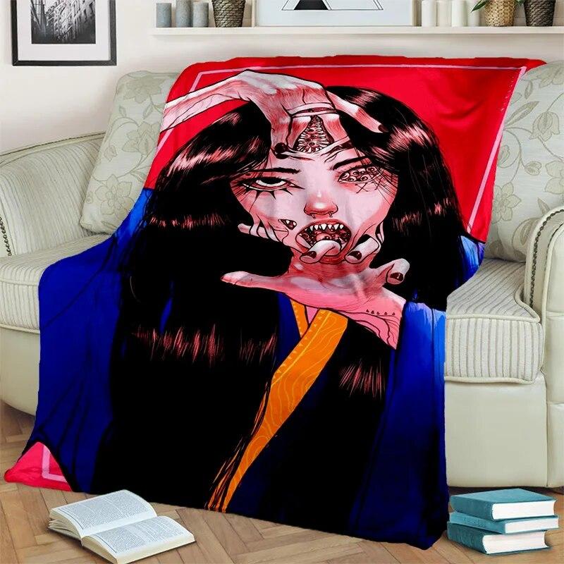 3D Horror Ghost Junji Ito Tomie Kawakami Blanket,Soft Throw Blanket for Home Bedroom Bed Sofa Picnic Travel Office Cover Blanket