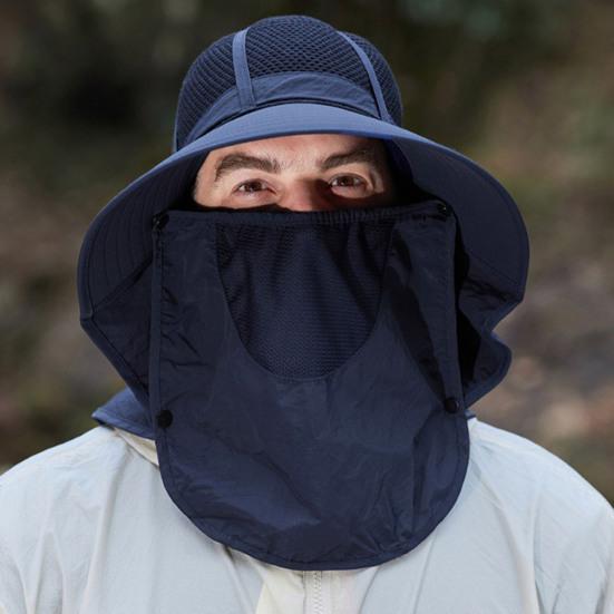 Summer Fisherman Hat, Wide Brim Adjustable Drawstring Bucket Hat, Outdoor Activity Hat with Shawl And Face Guard Design