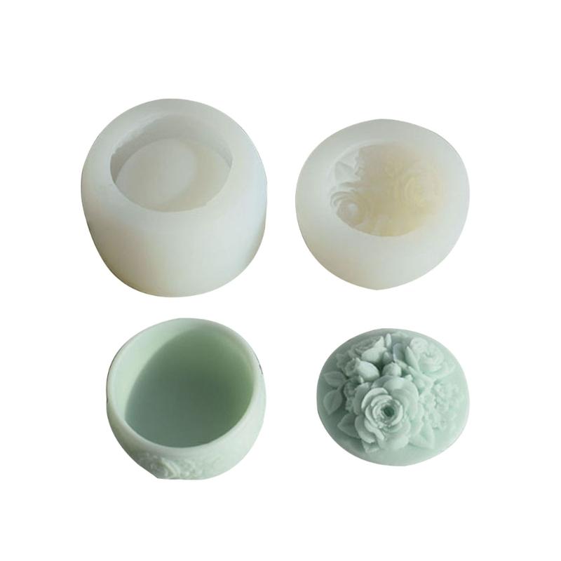 Crystal Resin Silicone Molds with Lid Birthday Rose Decorative Storage Box Mold X3UC