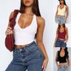 Women Sexy Halter V Neck Slim Fit Backless Cami Tank Top