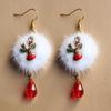 1Pair Stylish Santa Claus Jingle White Crystal Pendant Earrings for Women Christmas Gift Jewelry.