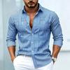 Creative striped shirt for men, black and white color blocking geometric long-sleeved versatile drape top for commuting