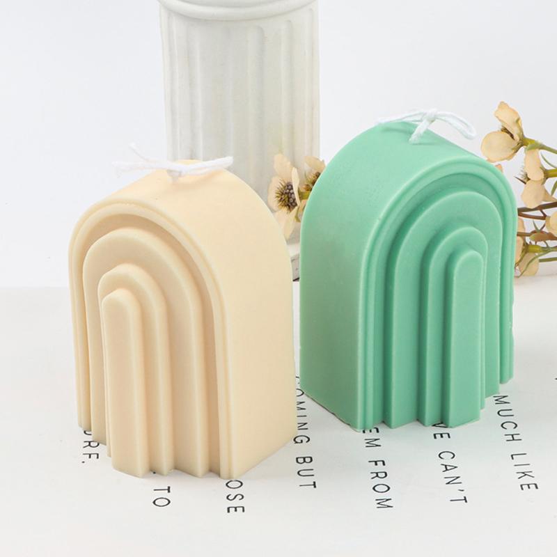 3D Regenbogenbogen Kerze Silikonform DIY Handgemacht Geometrie Duftkerzenherstellung Formen Seife Gips Harz Kuchenform Heimdeko