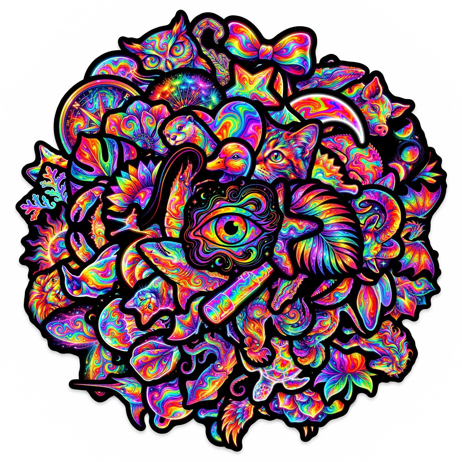 

50 Rainbow Tie-Dye Graffiti Stickers Waterproof Creative Decoration Mobile Phone Case Hand Account Guitar Stickers