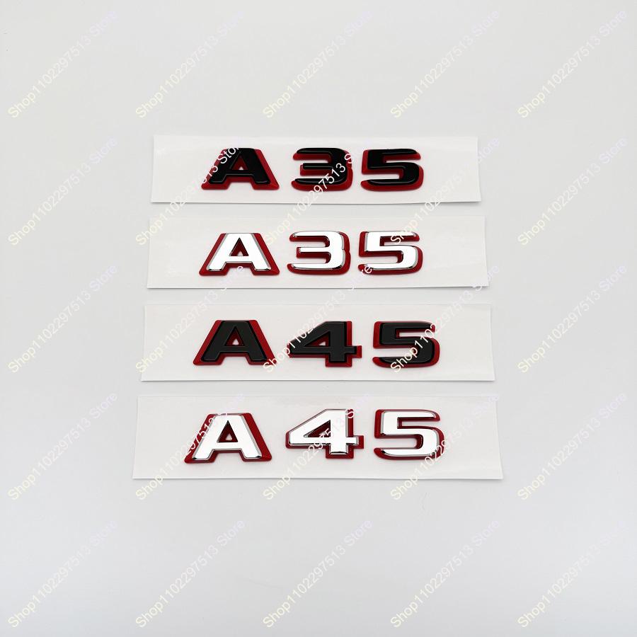 3D ABS A35 A45 A45s Chrome Black Red Logo Letters Badge Car Fender Trunk Rear POIGUIG Logo Sticker Emblem For W176 W177