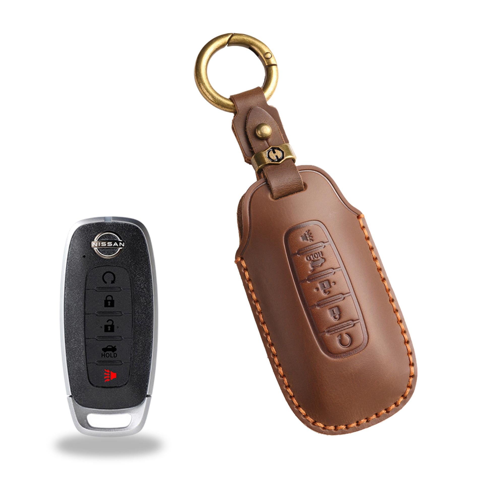 

The retro key cover is suitable for the new Nissan Xuanyi Teana Exploration Lu Qashqai Qijun Jinke genuine leather keychain.