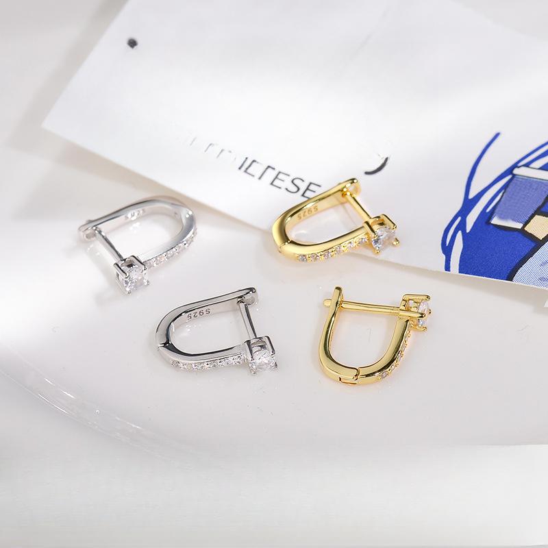 Fashionable Diamond-inlaid U-shaped Earrings for Women Niche Design High-end Earrings Ear Buckle Earrings for Women