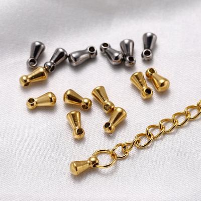 10Pcs Gold Color Stainless Steel Water Drop Pendants End Beads Tail Extender Chain for DIY Jewelry Making Findings Accessories