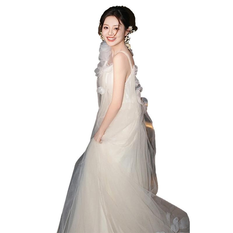 Mori Suspender Light Wedding Dress New Chinese Morning Gown Bride Light Luxury Niche Engagement Dress Exiting Banquet Dress Dress