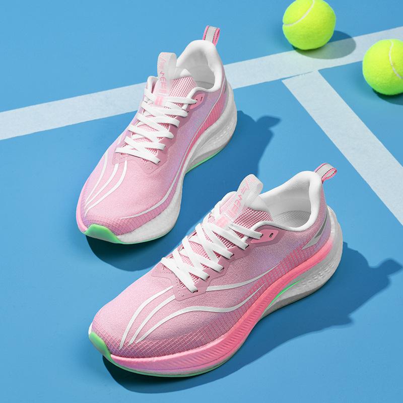 

2025 spring red rabbit pink popcorn ultra-light shock-absorbing mesh couple shock-absorbing sports shoes breathable racing shoes 44