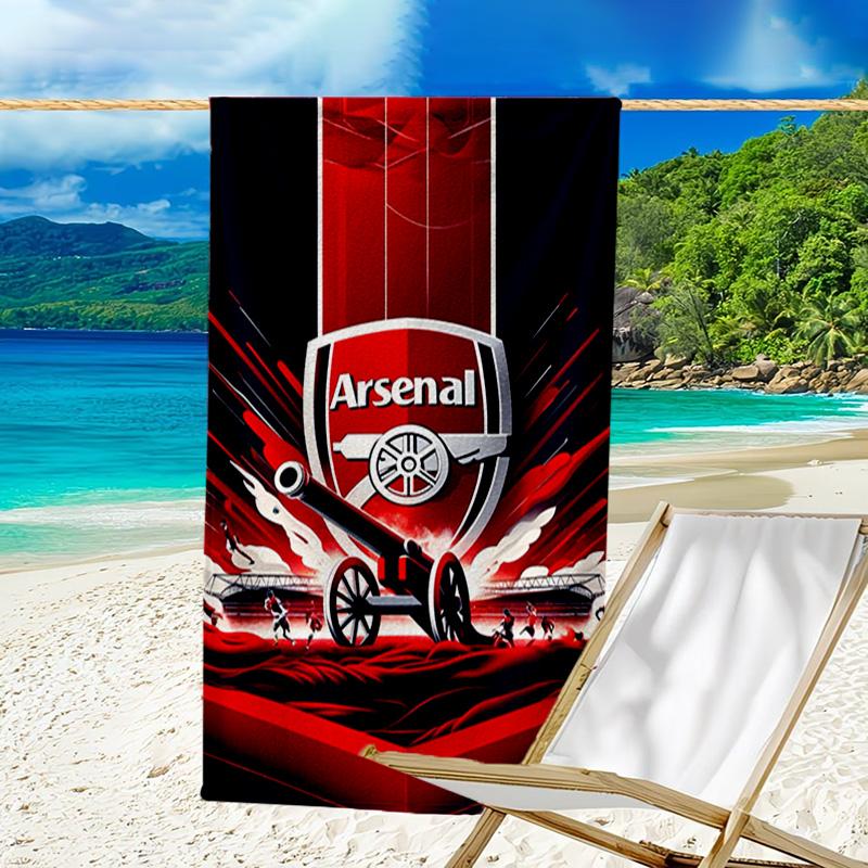 Arsenal Football Club Crest Printed Beach Towel, Super Soft Microfiber, Perfect Gift Birthday, for Pool, Beach, Travel, for family and friends