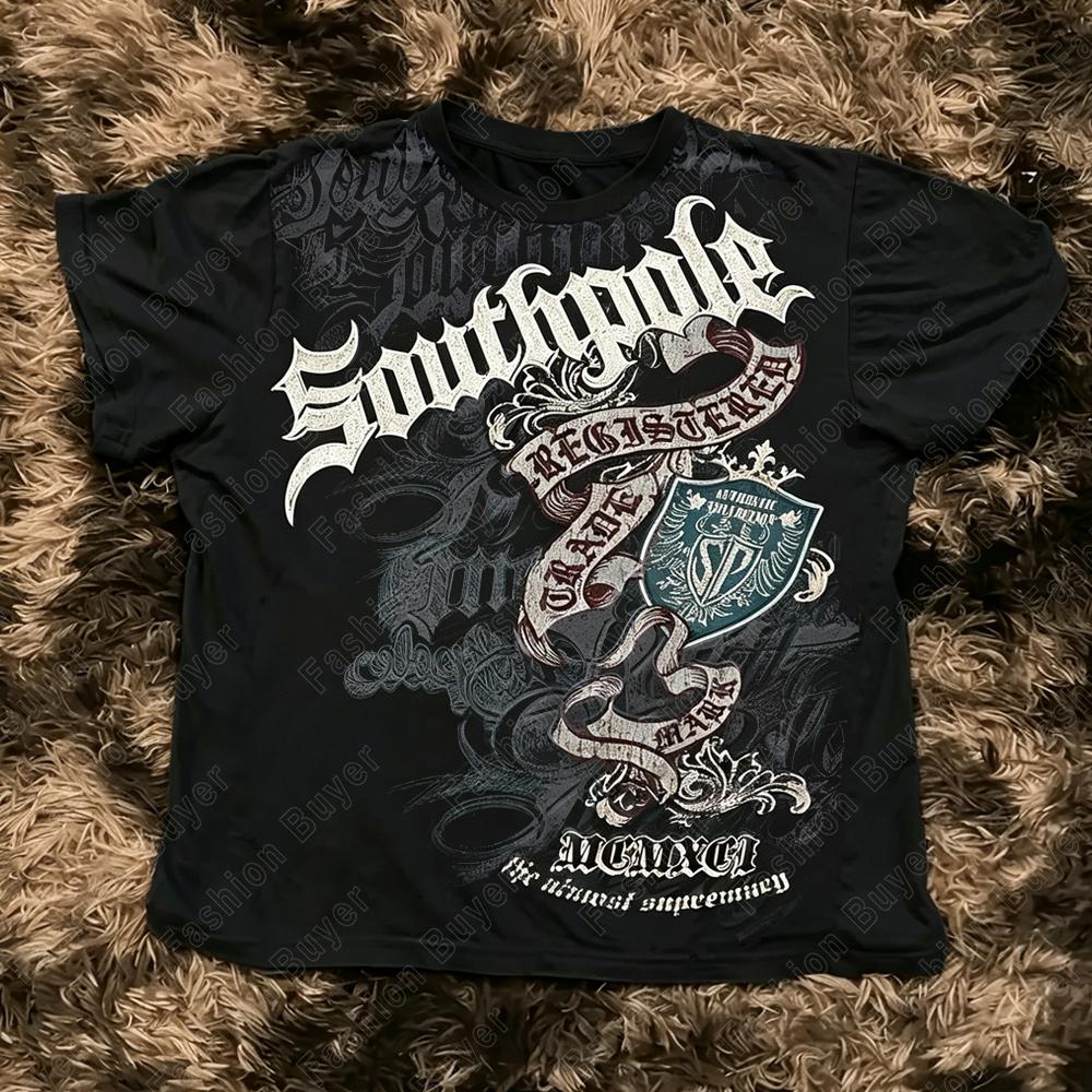 Klasikinis Y2K Gotikinis Stilius T-shirt Spausdinimas Oversized T-shirt High Street Marškinėliai Gotikiniai Apvalia Kaklo Medvilniniai Viršutiniai Drabužiai Nauji Vyriški Moteriški T-shirt