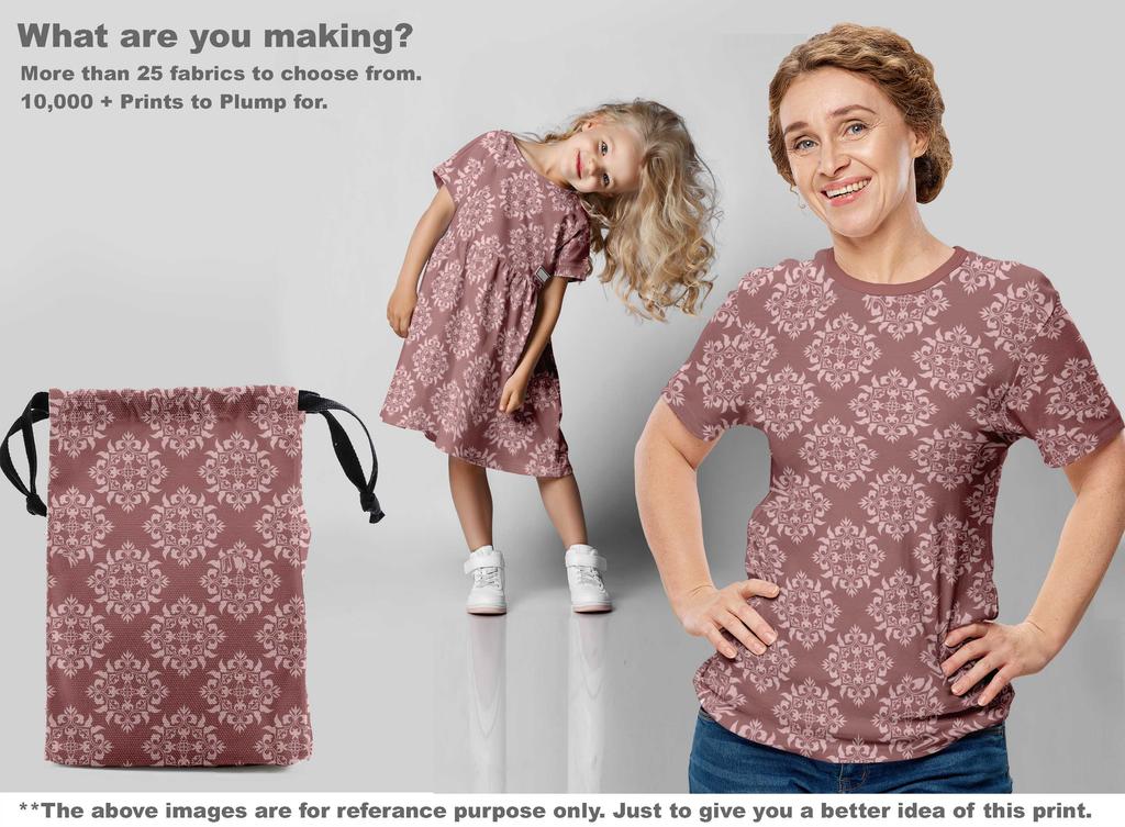 oneOone Cotton Flex Mørk Rose Brun Stoff Asian Suzani Symateriale Trykk Stoff By The Yard 40 tommer