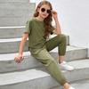 Girls Two Piece Set Short Sleeve Top and Harem Pants Lightweight Soft Fabric Casual Outfit for Spring Summer
